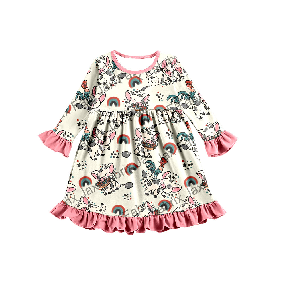 Baby Girls Cartoon Pig Long Sleeve Dresses preorder(moq 5)