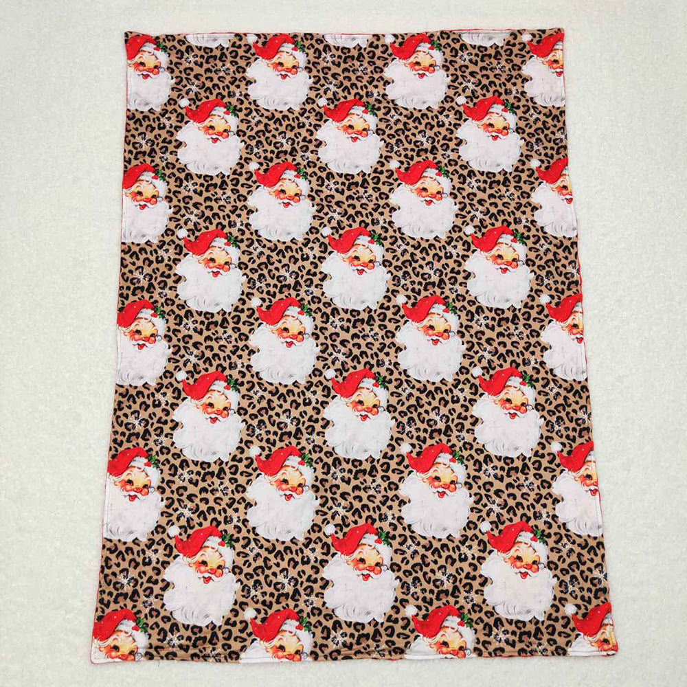 Baby Kids Christmas Santa Leopard Minky Blankets