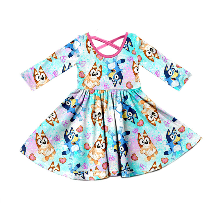 Baby Girls Cartoon Dog Colorful Twirl Dresses preorder(moq 5)