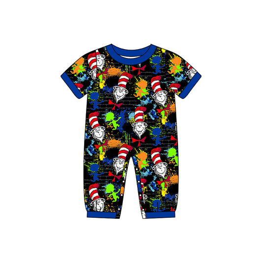 Baby Boys Shorts Sleeve Dr Reading Black Tie Dye Rompers preorder(moq 5)