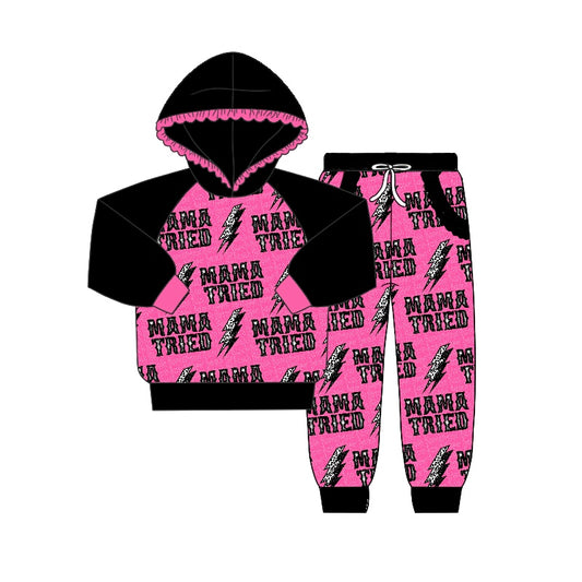 Baby Girls Mama Tried Hooded Top Pants Clothing Sets preorder(moq 5)