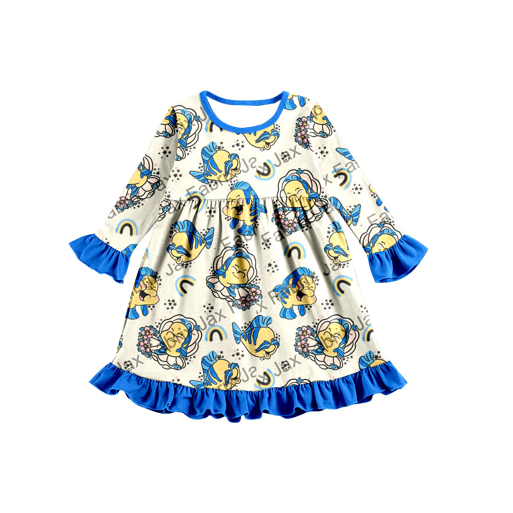 Baby Girls Cartoon Fish Long Sleeve Dresses preorder(moq 5)