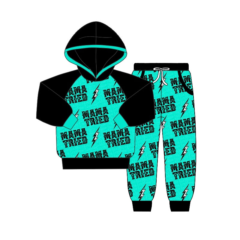 Baby Boys Mama Tried Hooded Top Pants Clothing Sets preorder(moq 5)