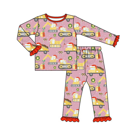 Baby Girls Christmas Long Sleeve 2pcs Ruffle Pajamas Clothing Sets preorder(moq 5)