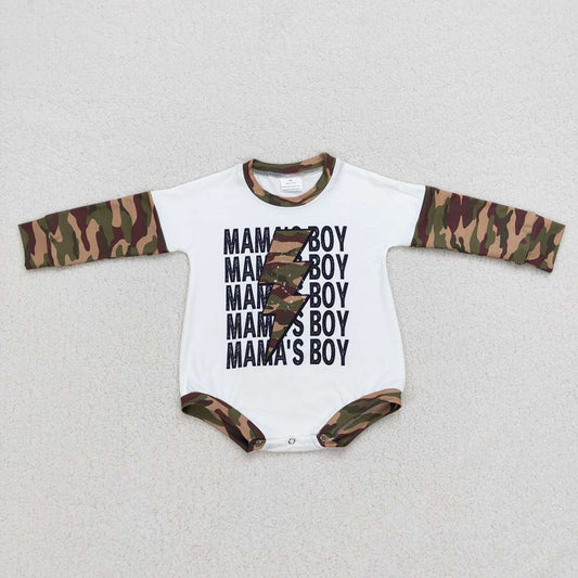 Baby Kids Mama's Boy Camo Long Sleeve Rompers
