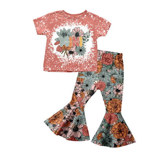 Baby Girls Mini Flowers Tee Shirt Bell Pants Clothes Sets preorder(moq 5)