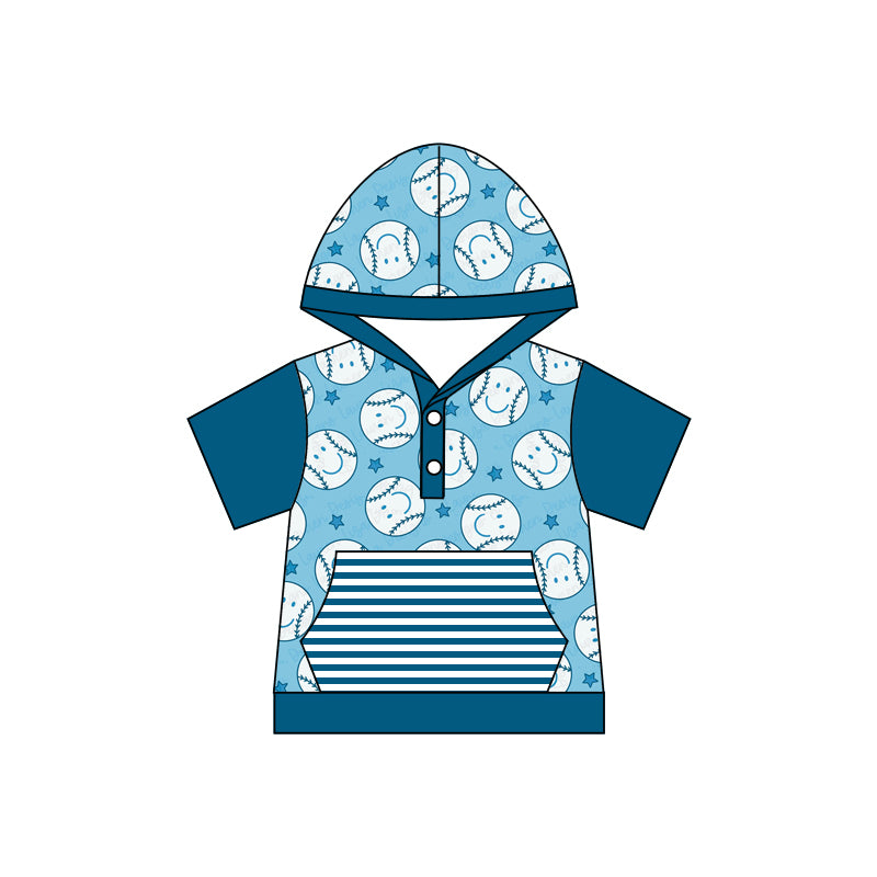 Baby Boys Baseball Smile Hooded Shirt Tops Preorder(moq 5)