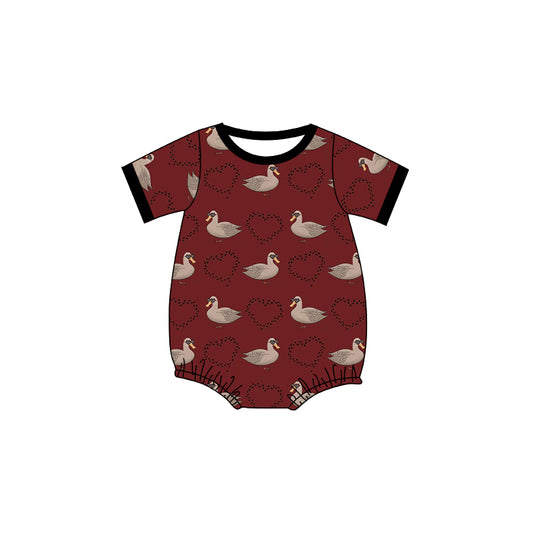 Baby Infant Boys Duck Hearts Short Sleeve Rompers preorder(moq 5)