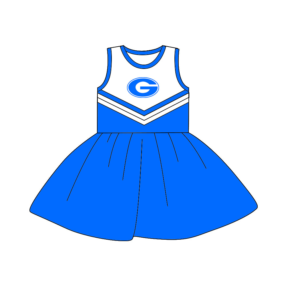 Baby Girls Cheerleader 12 sleeveless knee length Dresses preorder(moq 5)