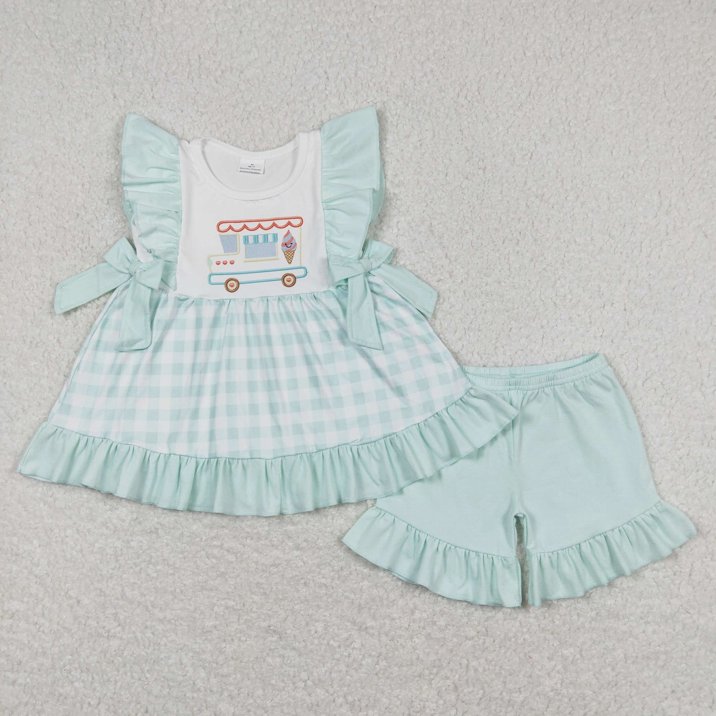 Baby Girls Cars Bows Tunic Ruffle Shorts Clothes Sets