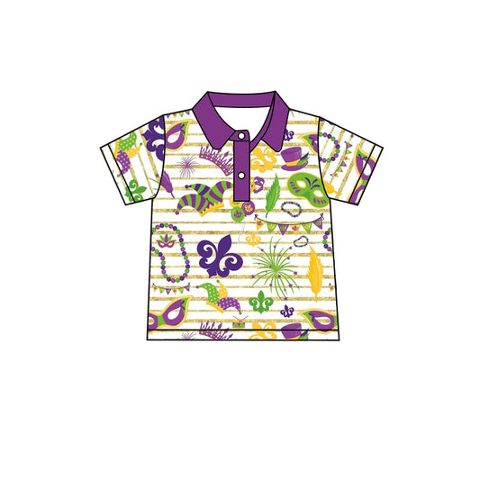 Baby Boys Mardi Gras Short Sleeve Stripes Pullovers Shirts Preorder(moq 5)