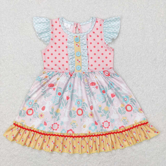 Baby Girls Easter Rabbit Flowers Knee Length Dresses