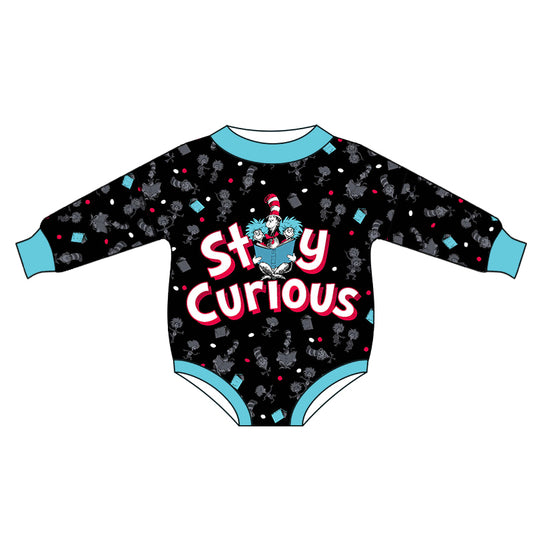 Baby Boys Long Sleeve Stay Curious Dr Reading Rompers preorder(moq 5)