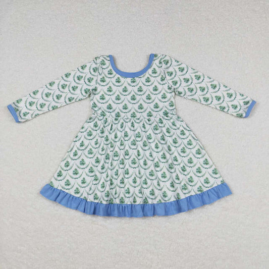 Baby Girls Christmas Tree Green Long Sleeve Knee Length Dresses