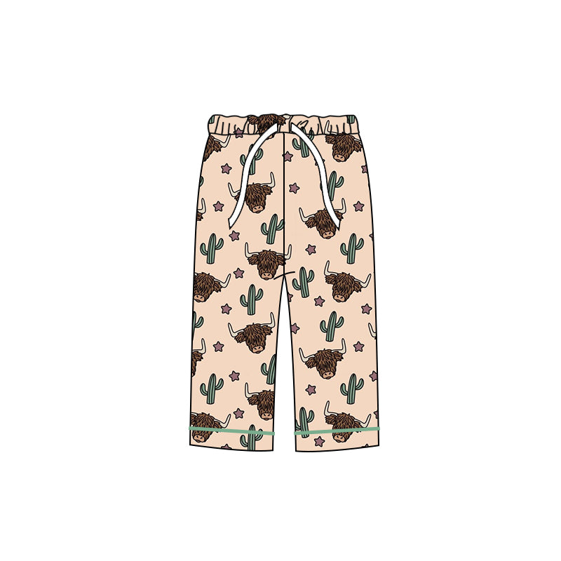 Adult Women Western Highland Cow Cactus Pants Pajamas Preorder(moq 5)