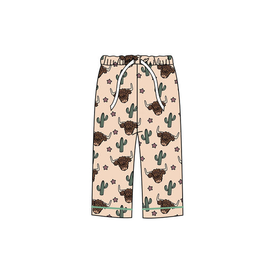 Adult Women Western Highland Cow Cactus Pants Pajamas Preorder(moq 5)