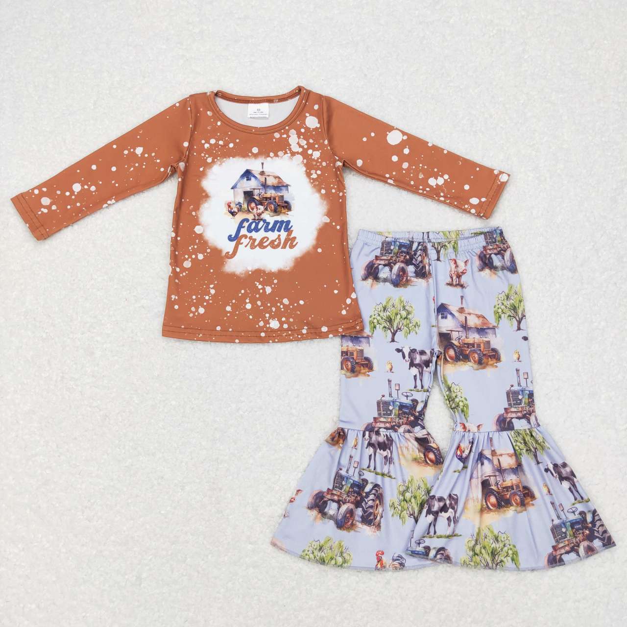 Baby Girls Farm Blue Color Shirt Bell Pants Clothes Sets