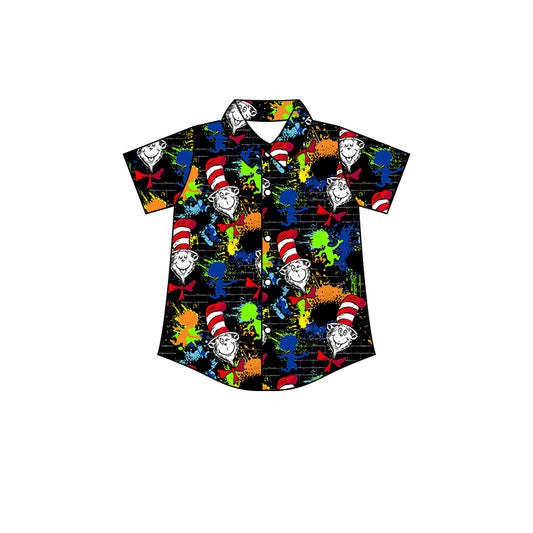 Baby Boys Black Dr Reading Short Sleeve Buttons Shirt Tops Preorder(moq 5)