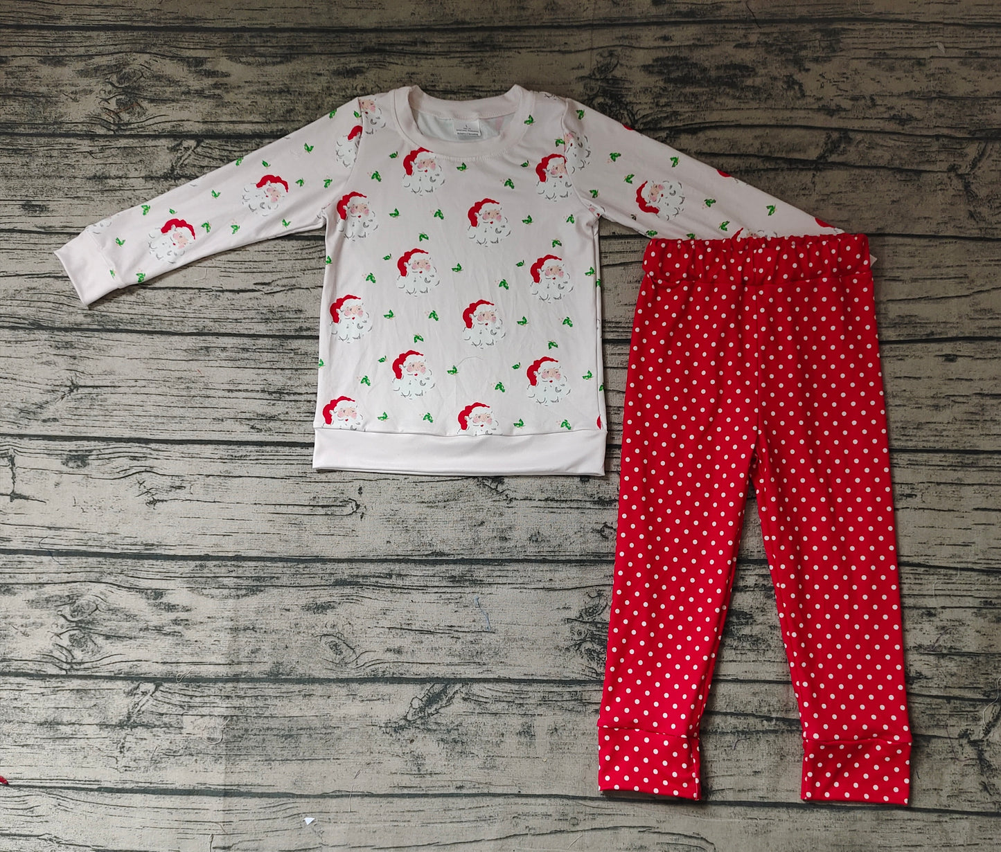 Baby Girls Pink Santa Top Dots Pants Pajamas Clothing Sets