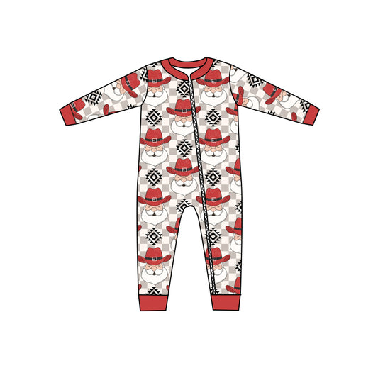 Baby Infant Christmas Aztec Santa Long Sleeve Zip Rompers preorder(moq 5)