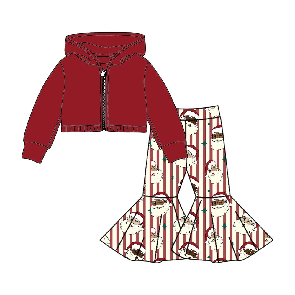 Baby Girls Christmas Santa Hooded Top Bell Pants Clothes Sets preorder(moq 5)