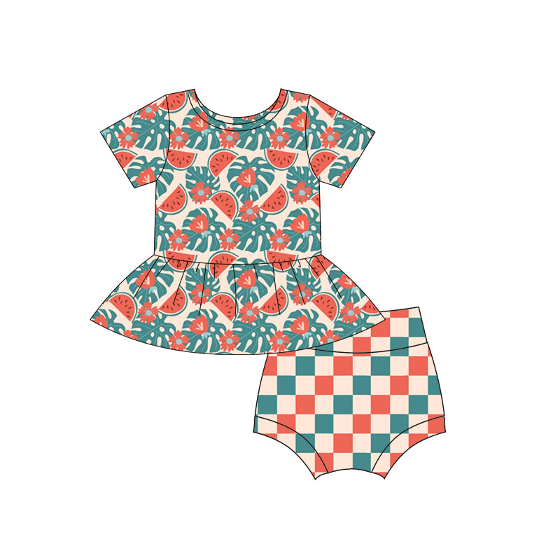 Baby Girls Toddler Watermelon Top Bummie Sets preorder(moq 5)