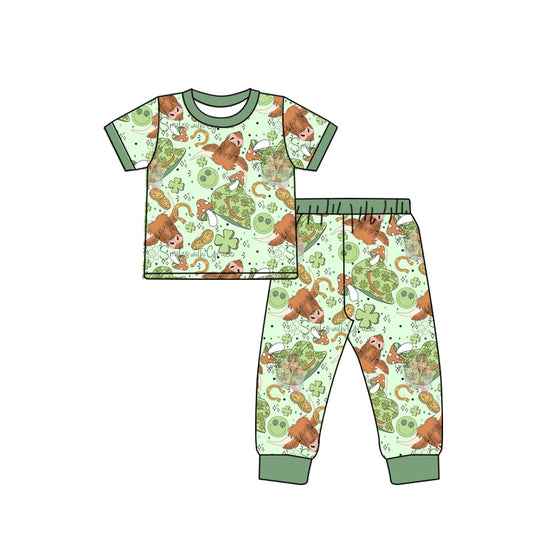 Baby Boys Short Sleeve St Patrick Day Tee Shirt Pants Clothing Sets Preorder(moq 5)