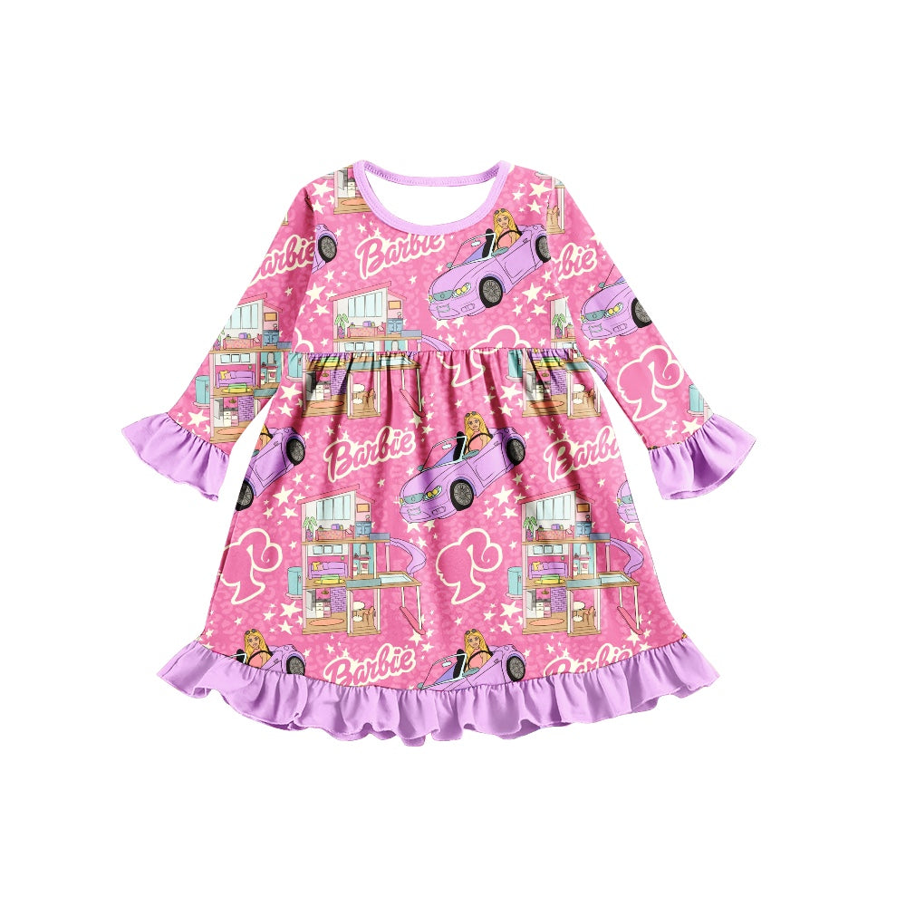 Baby Girls Pink Doll Long Sleeve Dresses preorder(moq 5)