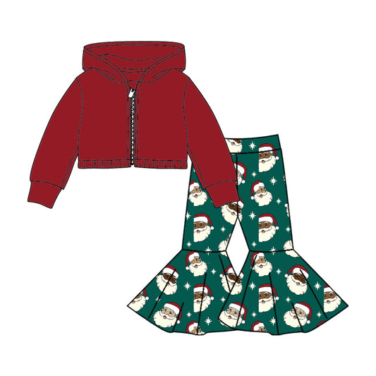 Baby Girls Christmas Red Hooded Top Santa Bell Pants Clothes Sets preorder(moq 5)