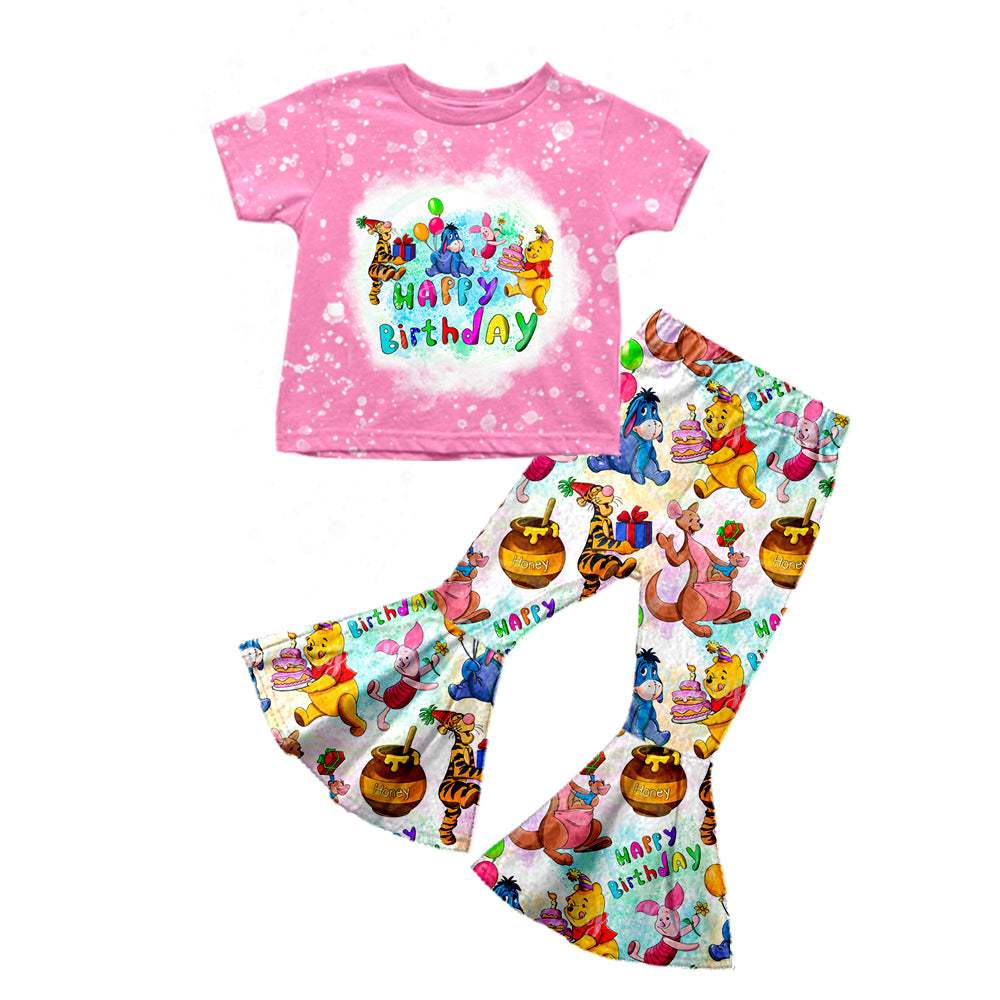 Baby Girls Pink Cartoon Bear Shirts Bell Pants Clothing Sets preorder(moq 5)
