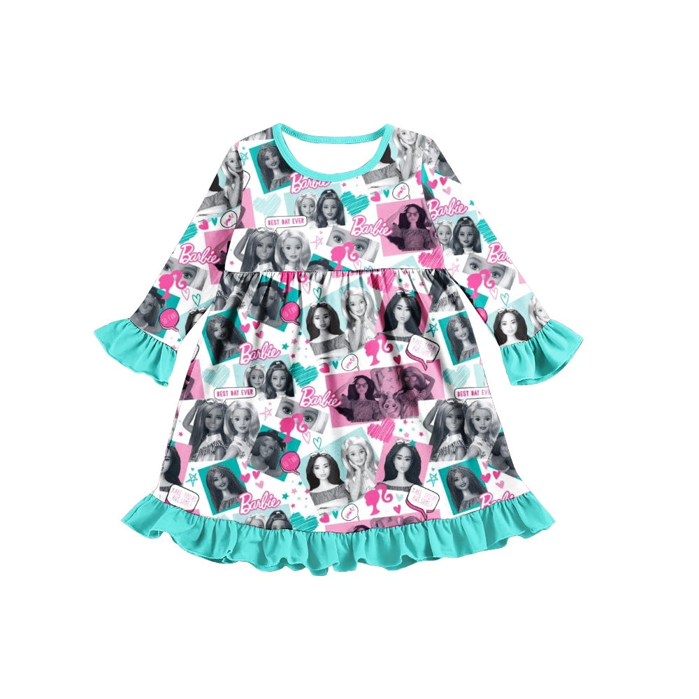 Baby Girls Green Doll Long Sleeve Dresses preorder(moq 5)