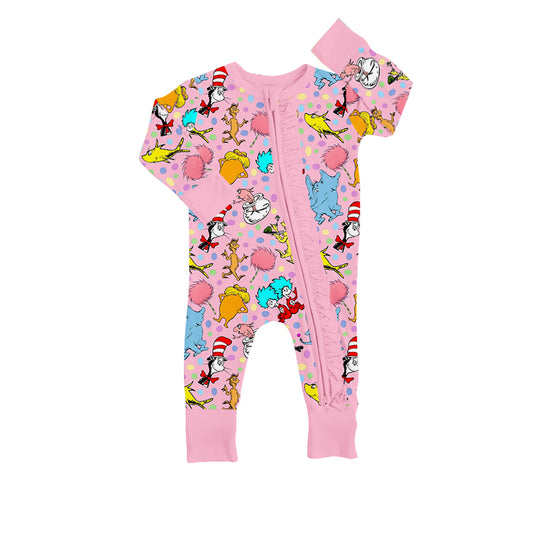 Baby Girls Pink Long Sleeve Dr Reading Zip Rompers preorder(moq 5)