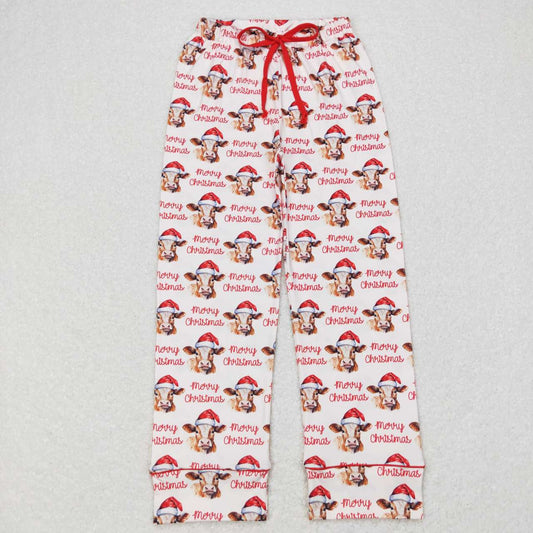 Adult Women Merry Christmas Highland Cow Pants Pajamas