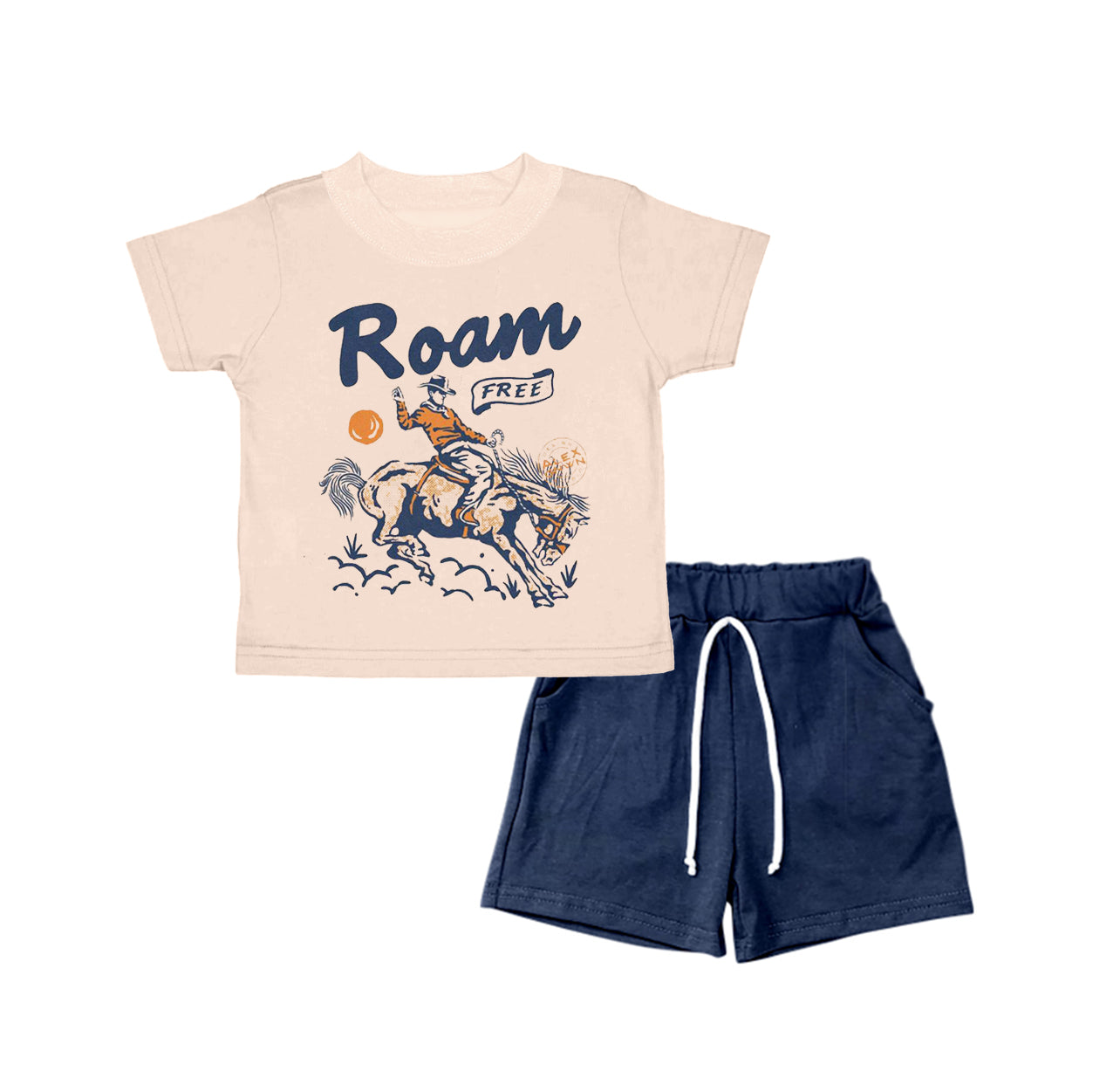 Baby Boys Roam Free Rodeo Shirt Shorts Clothes Sets Preorder(moq 5)