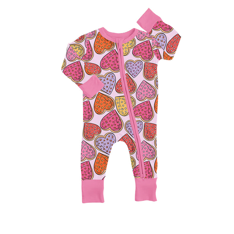 Baby Girls Long Sleeve Colorful Hearts Zip Sleepers Rompers preorder(moq 5)