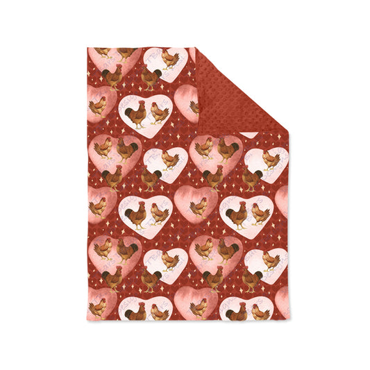 Baby Kids Valentines Chicken Minky Blankets preorder(moq 5)