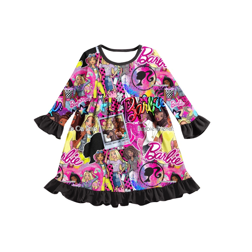 Baby Girls Colorful Doll Long Sleeve Dresses preorder(moq 5)