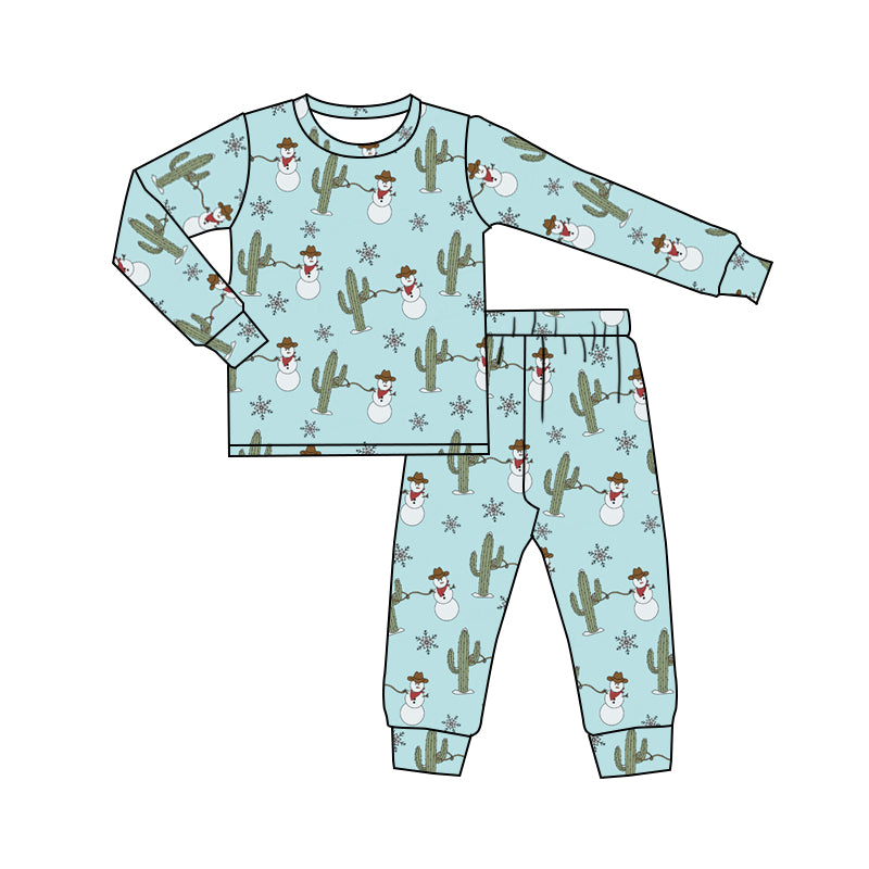 Baby Boys Cactus Snowman Long Sleeve Top Pants Pajamas Sets preorder(moq 5)