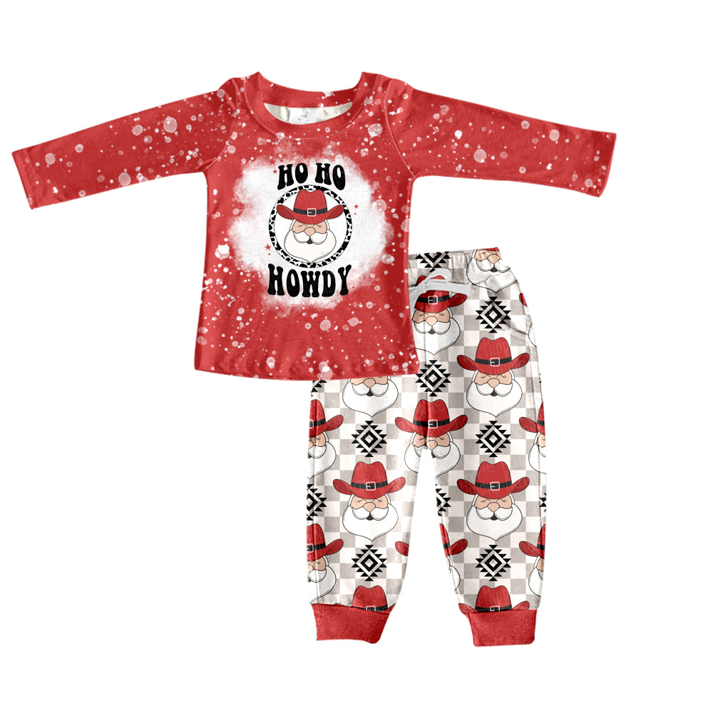 Baby Boys Christmas Aztec Santa Wetern Pants Clothes Sets preorder(moq 5)