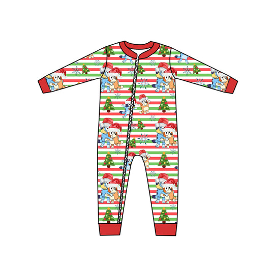 Baby Kids Christmas Dog Zip Long Sleeve Rompers preorder(moq 5)