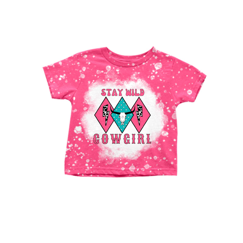 Baby Girls Pink Stay Wild Cowgirl Western Shirts Tops Preorder(moq 5)