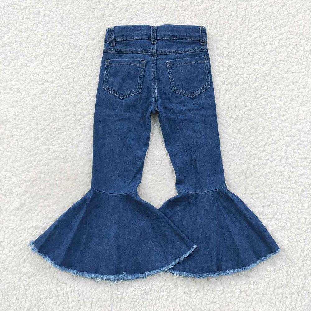 Baby Girls Navy Distressed Denim Bell Pants