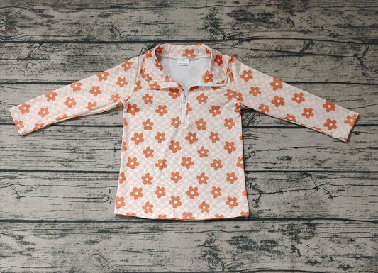 Baby Girls Flowers Long Sleeve Zip Pullovers Tops