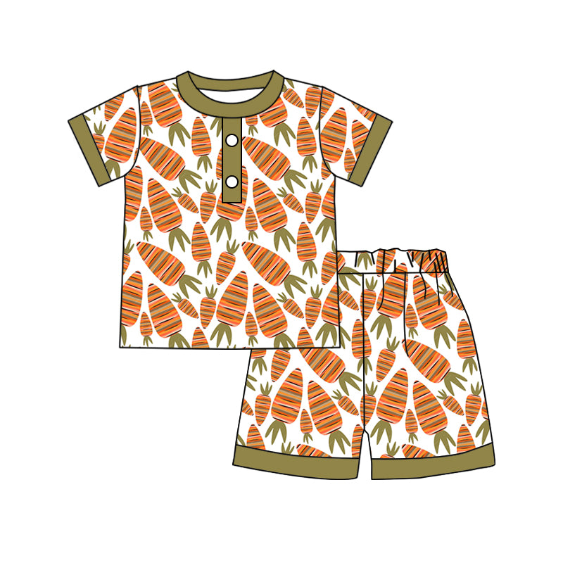 Baby Girls Easter Carrots Tee Shirt Shorts Pyjamas Sets Preorder(moq 5)