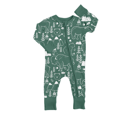 Baby Infant Boys Bear Long Sleeve Zip Rompers preorder(moq 5)