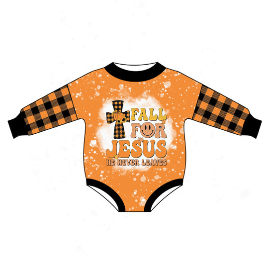 Baby Girls Fall Jesus Long Sleeve Rompers preorder(moq 5)