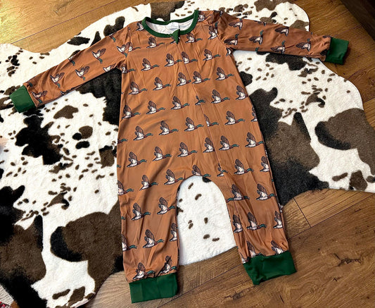 Baby Boys Duck Zip Rompers