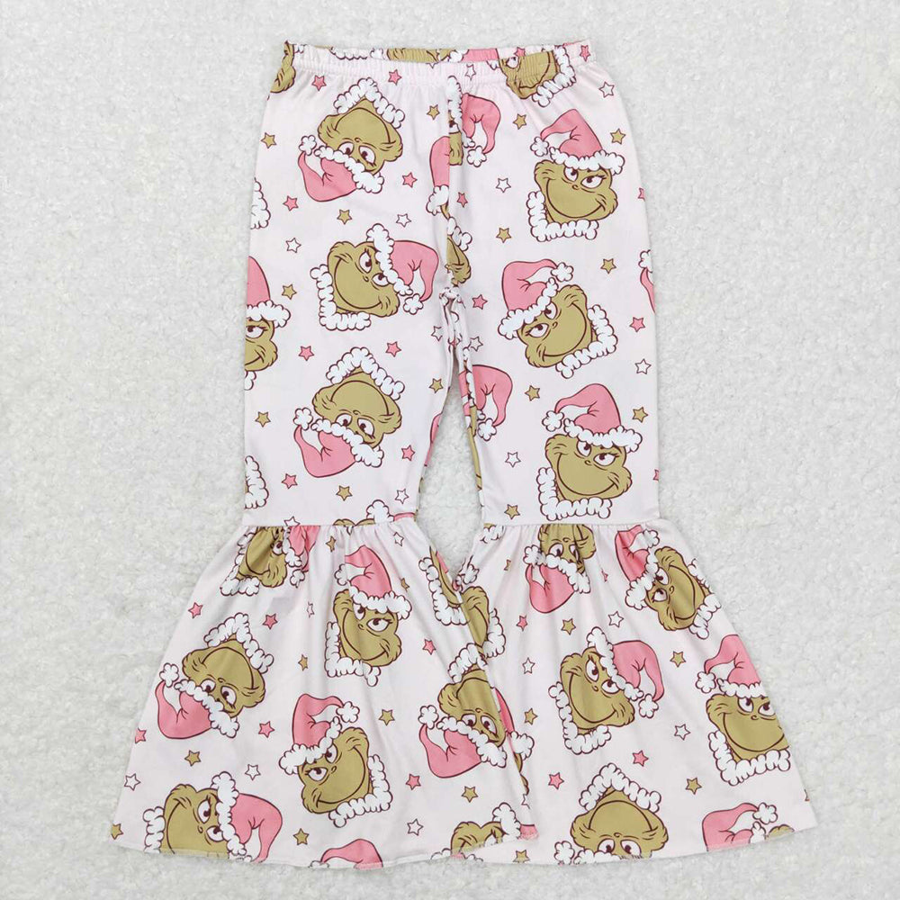 Baby Girls Pink Christmas Frog Bell Bottom Pants