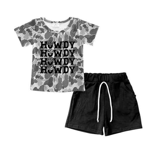 Baby Boys Camo Howdy Shirt Shorts Clothes Sets Preorder(moq 5)