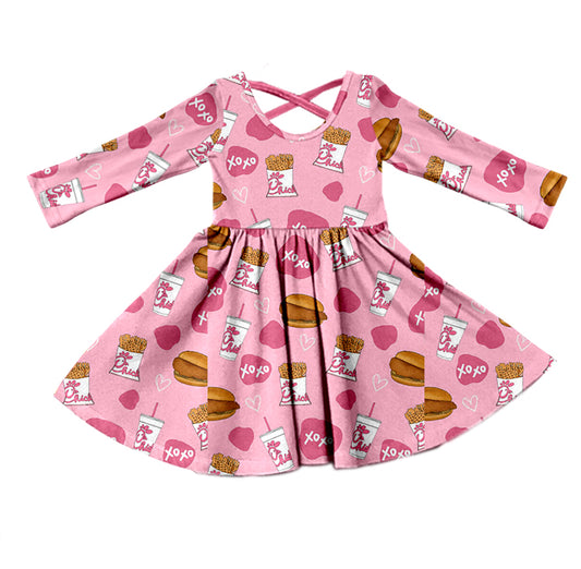 Baby Girls Long Sleeve Chick Chips Knee Length Dresses preorder(moq 5)